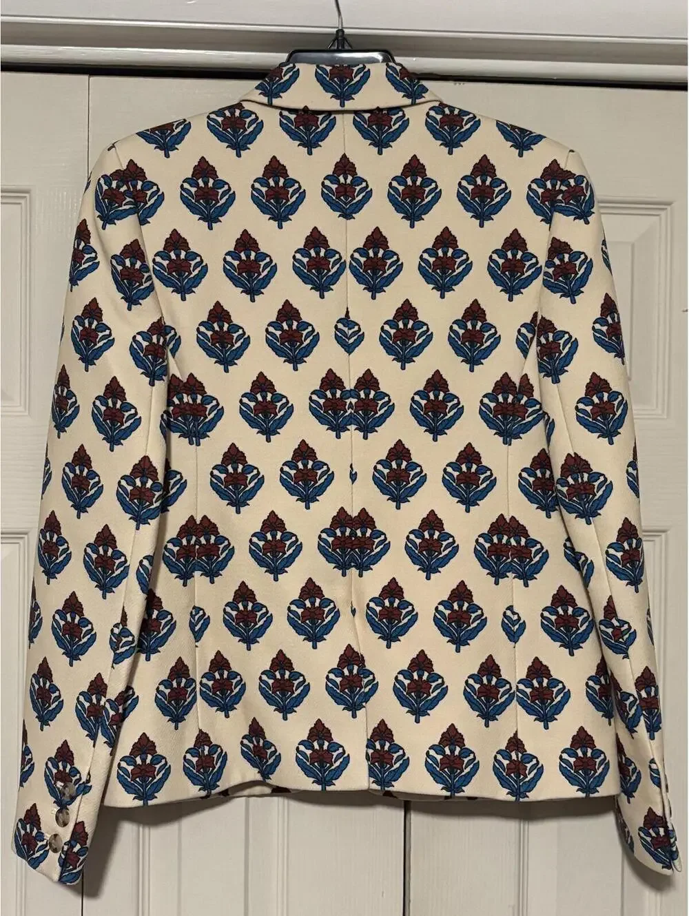 Tory Burch Printed Twill Crepe Blazer Floral Jacket Heritage Prep Grandmillennia